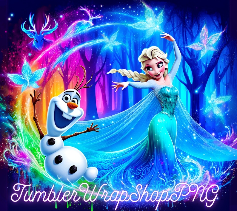 Elsa y Anna Frozen Tumbler Wrap PNG, 20 oz Acuarela Splash Diseño Digital - Alta Resolución - Descarga Digital Instantánea PNG imagen 2