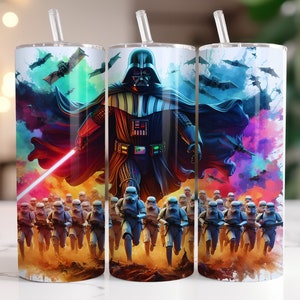 Tumbler Wrap Star Wars Darth Vader PNG, 20 oz Watercolor Splash Digital Design - High Resolution - Instant Digital PNG Download