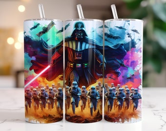 Tumbler Wrap Star Wars Darth Vader PNG, 20 oz Watercolor Splash Digital Design - High Resolution - Instant Digital PNG Download