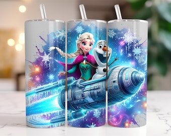 Opakowanie na kubek Elsa i Anna Frozen PNG, 20 oz. Akwarela Splash Projekt cyfrowy - Wysoka rozdzielczość - Natychmiastowe pobieranie cyfrowe PNG
