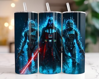 Tumbler Wrap Star Wars Darth Vader PNG, 20 oz akvarellstänk digital design - hög upplösning - omedelbar digital PNG-nedladdning