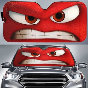 Inside Out Angry Face Car Sun Shade, Disney Cartoon Car Windshield, Halloween Angry Cosplay Car Sunshade, Sun Visor Car, Car Decoration