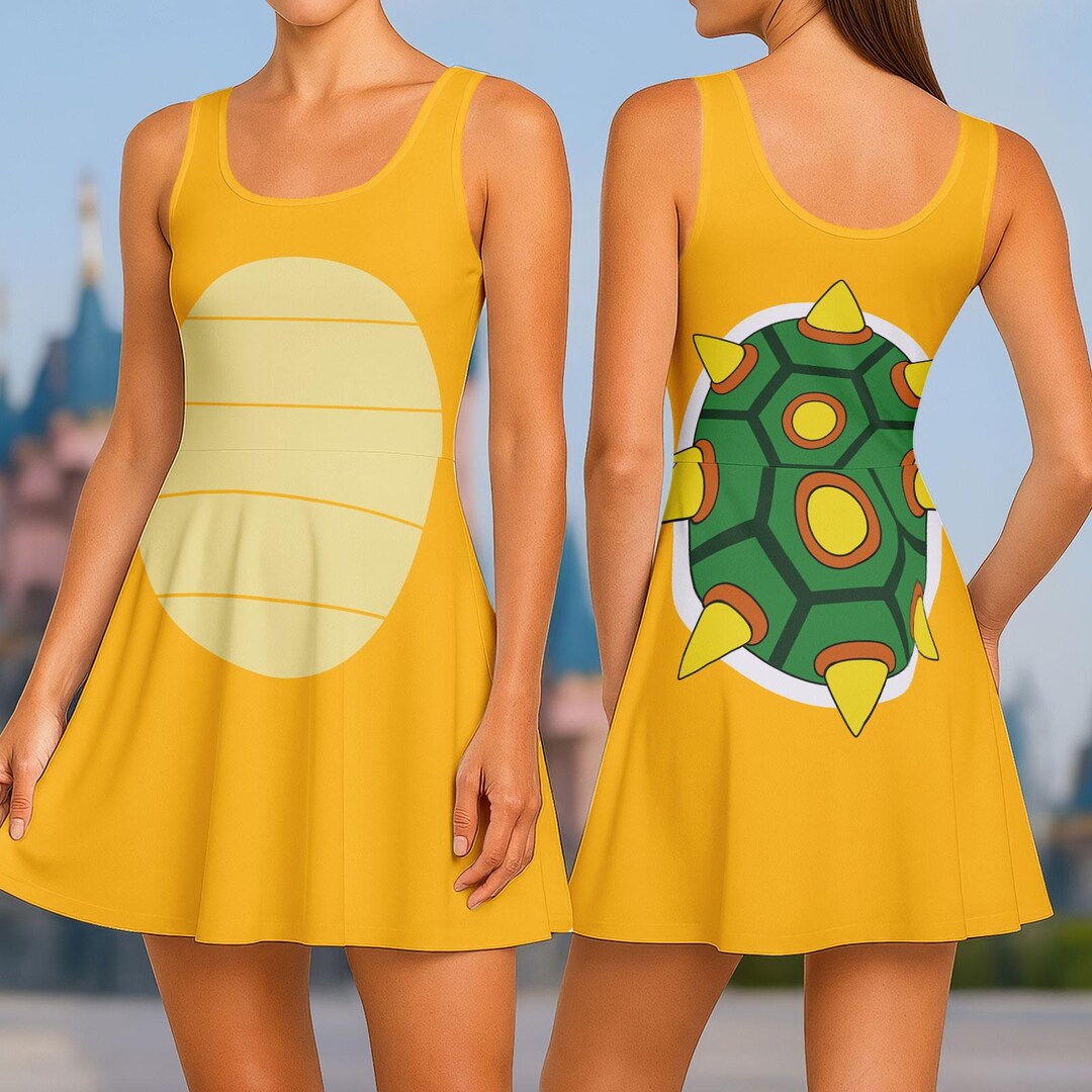 Bowser Cosplay Skater Dress, Super Mario Women Dress, Nintendo Gamer ...