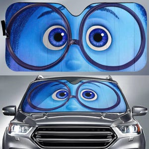 Inside Out Sad Face Car Sun Shade, Disney Cartoon Car Windshield, Halloween Sad Cosplay Car Sunshade, Sun Visor Car, Car Decoration