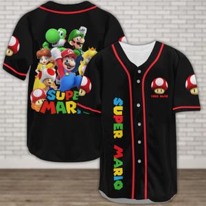 Custom Super Mario Baseball Jersey, Mario Friends Baseball Shirt, Video Game Jersey, Super Mario Gift, Movie Game Shirt For Women Men