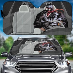 Halloween Venom Car Sunshade, Funny Venom Driving Car Windshield, Superhero Auto Sunshade, Movie Sun Visor Car, Car Decoration