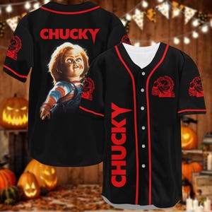 Halloween Chucky Baseball Jersey Shirt, Child&#39;s Play Movie Jersey Shirt, Horror Movie Baseball Shirt, Movie Killer Jersey,Spooky Season