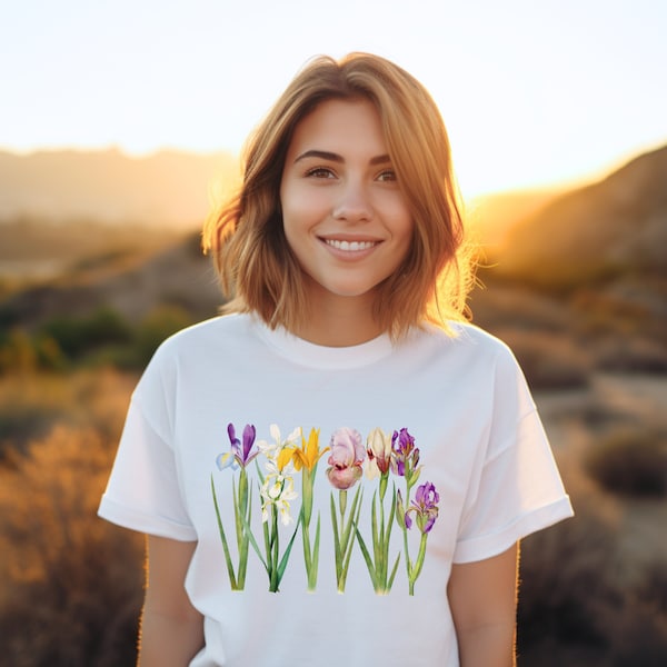 100% cotton, Iris lover, Iris thsirt, Iris plant lover, gift for people who love Iris, iris plant tee, flowers t-shirt, wildflower tshirt