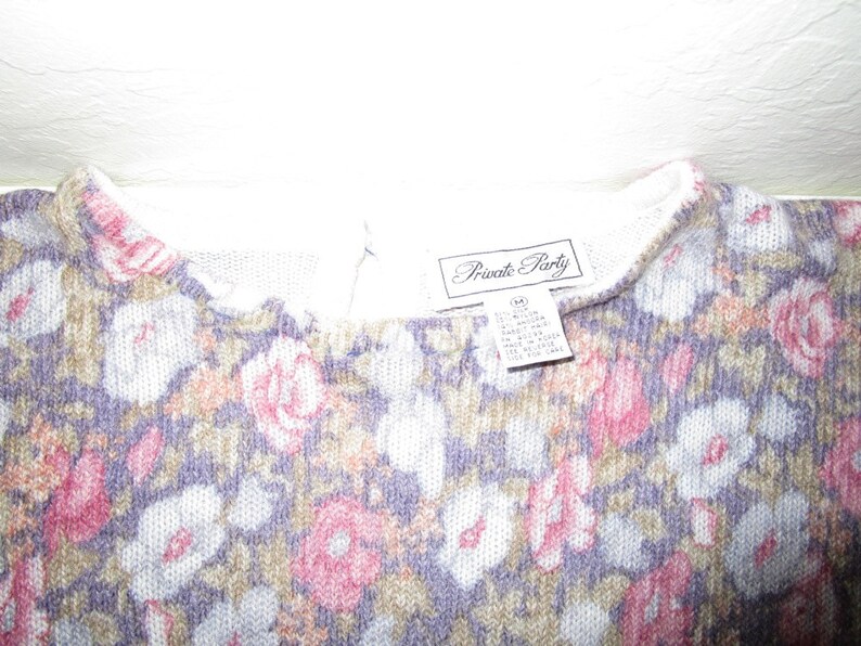 Soft Silk Angora Blend Floral Sweater by Private Party Vintage 80/'s Lavender and Pink Size Medium