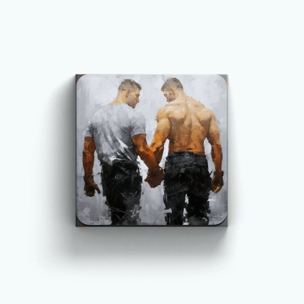 Gay Men Holding Hands | Gay Love | Gay Pride | Small Art | Male Ass