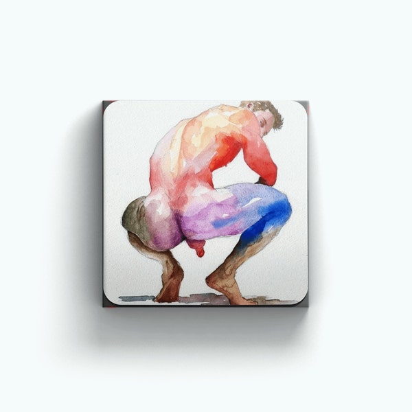 Water Color Male Nude Picture | Naked Men | Small Art | Male Ass