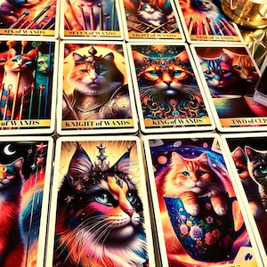 Tarot/Katzen Tarot/Tarot Karten Deck/buntes Katzen Tarot/ Wahrsager Karten/Hellseher Karten/Weissagung/Tarot fürKatzenliebhaber/Wicca