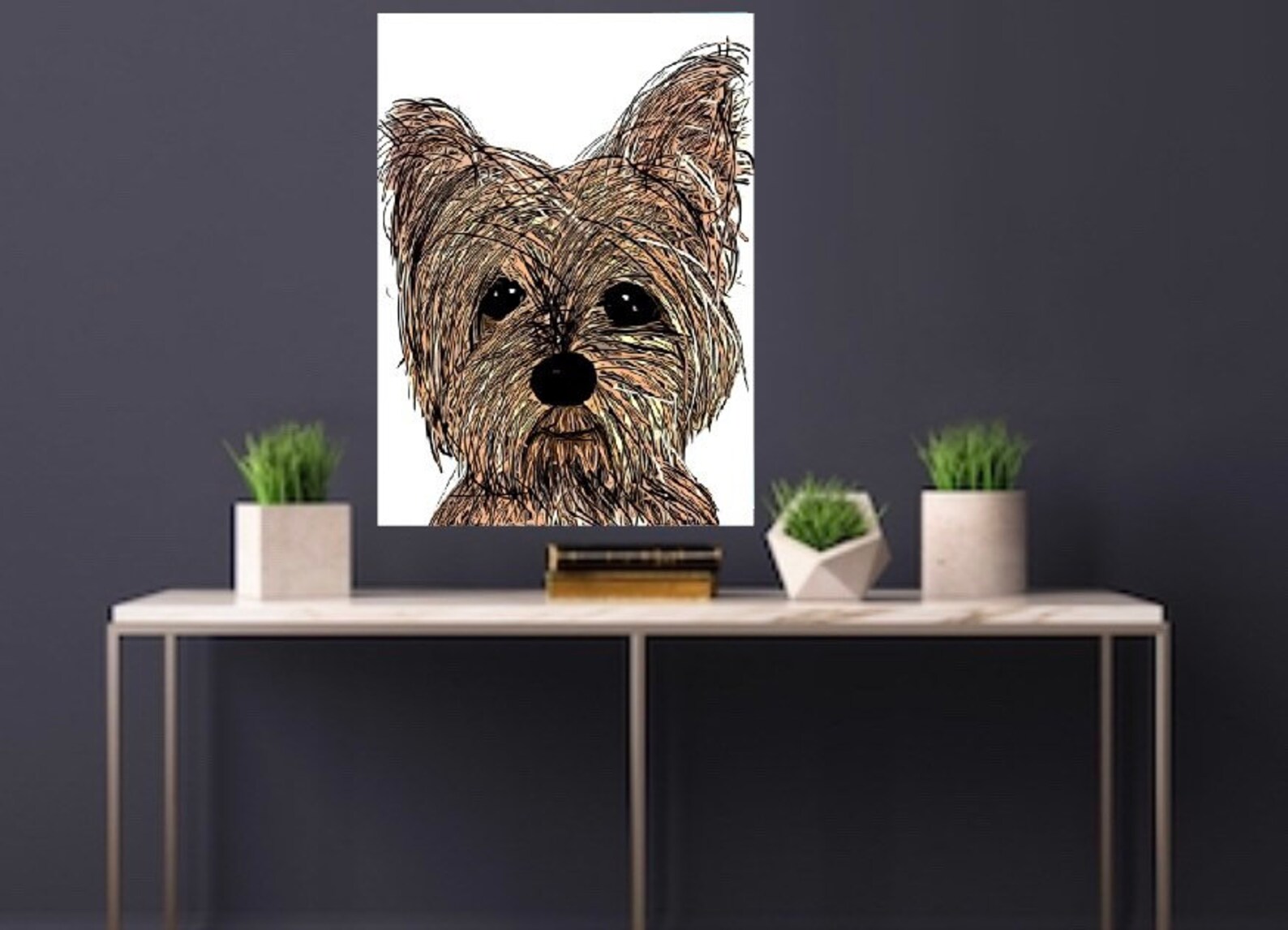 Yorkie Terrier Dog Wall Art Print Etsy