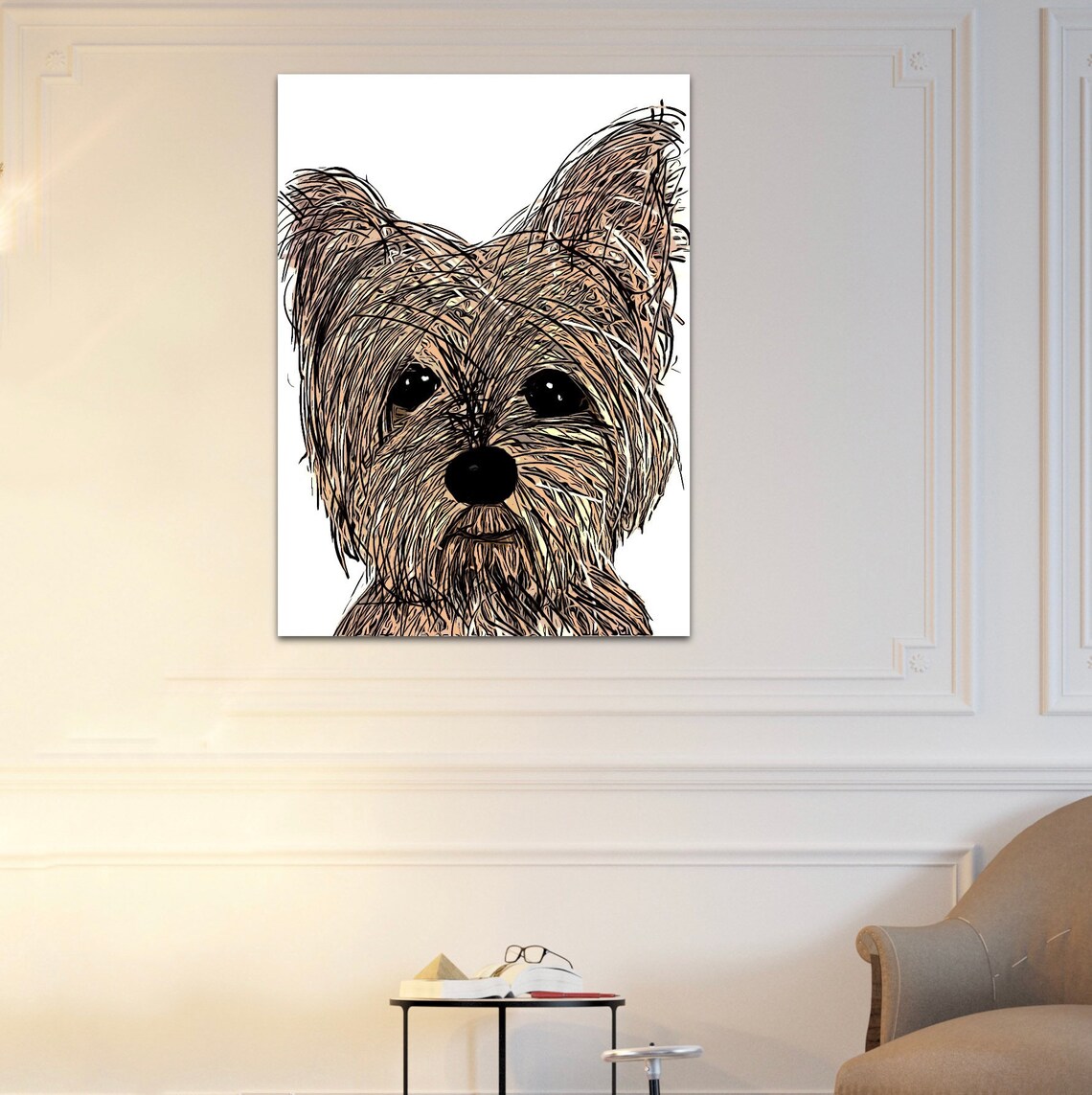 Yorkie Terrier Dog Wall Art Print Etsy