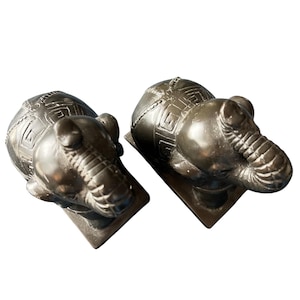 Vintage Style Elephant Paperweights  Set of 2 Bronze Finish Good Luck Decor