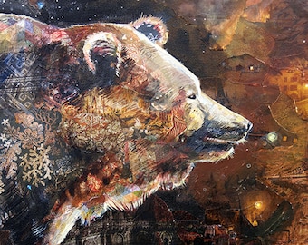 Waking Up - 8.5X11 limited edition print of a bear and a spark