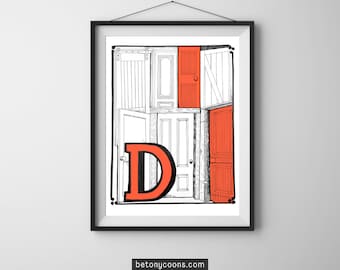 Letter 'D' Printable Wall Art | Initial Letter Print | Alphabet Letter D | Nursery Letter Print | Instant Download Art Print