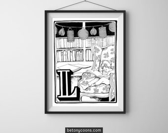 Letter 'L' Printable Wall Art | Initial Letter Print | Alphabet Letter L | Nursery Letter Print | Instant Download BLACK AND WHITE