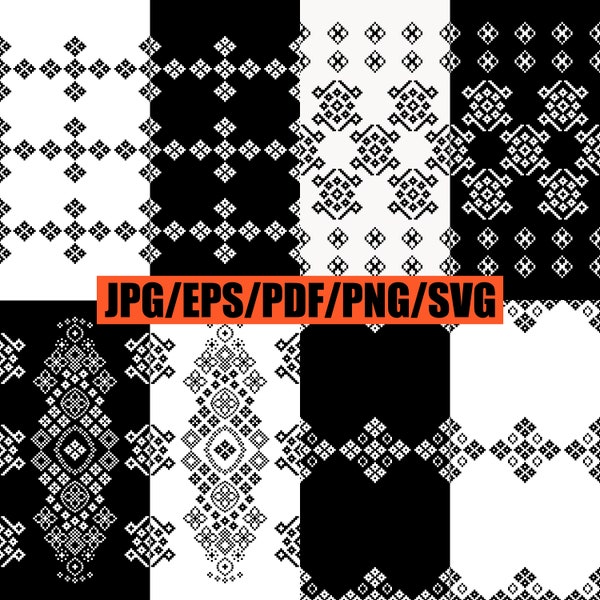 Bildsatz digitaler Download Motiv ethnisches Muster Pixelkunsthintergrund für Druckdekorstoff, Teppich, Schal, Wickeltuch, Tapete, Papier oder anderes.