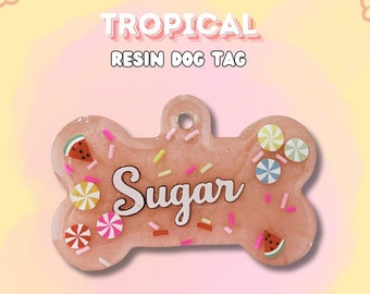 Personalised Resin Dog Tag, Pet Tag, Pet ID, Handmade Dog Tag, Dog Bone Tag, Dog Identification Tag, Female Dog Tags, Cute Resin Dog Tag