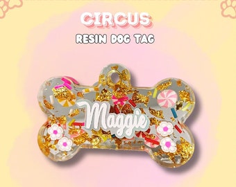 Personalised Resin Dog Tag, Pet Tag, Pet ID, Handmade Dog Tag, Dog Bone Tag, Dog Identification Tag, Female Dog Tags, Cute Resin Dog Tag