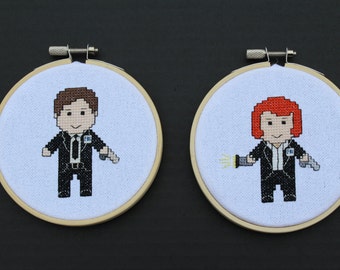 Mulder and Scully X-Files Cross Stitch Pattern - PDF Instant Download