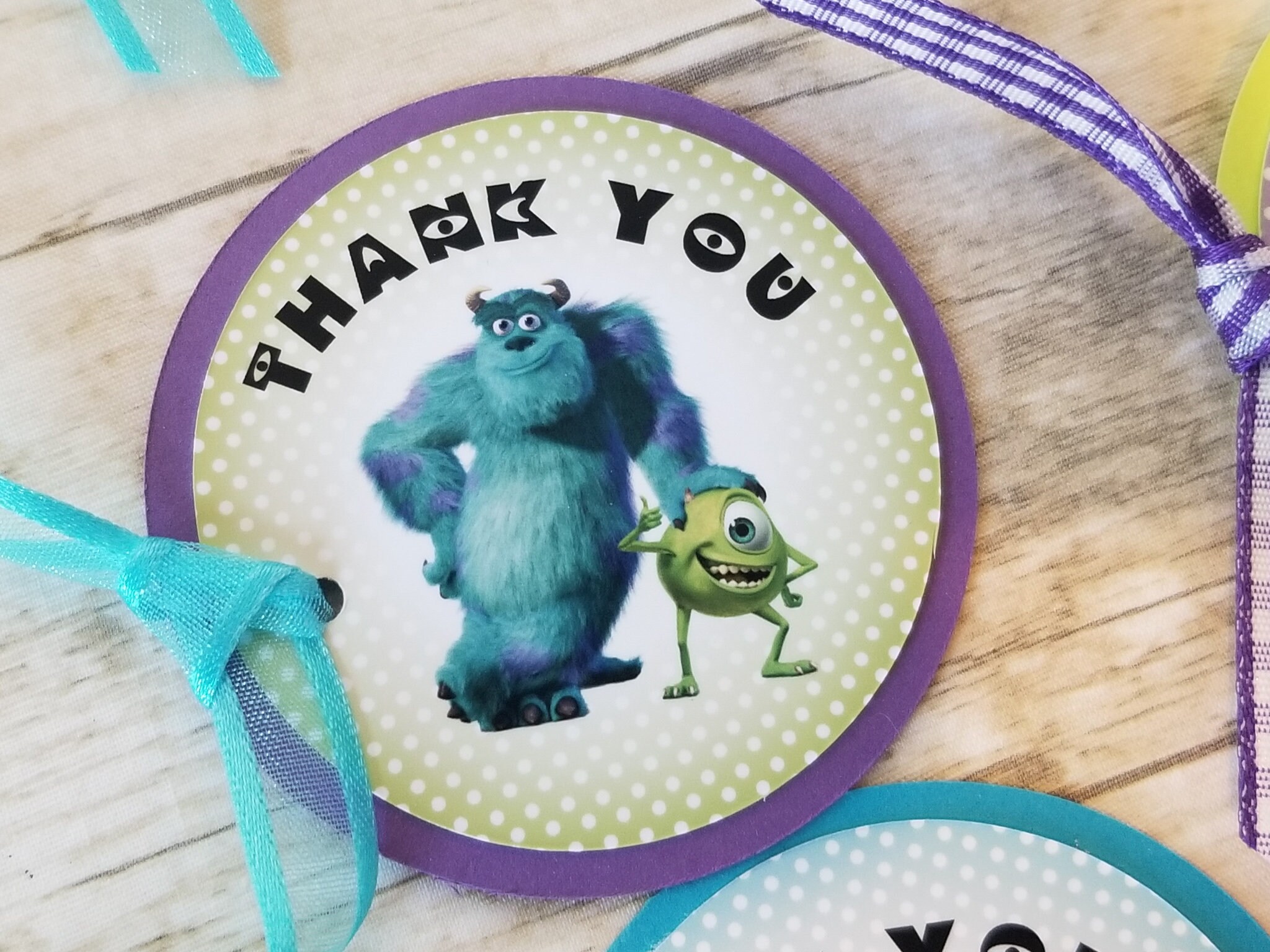 Monsters Inc Thank You Tags 6 Tags For Birthday or Baby | Etsy