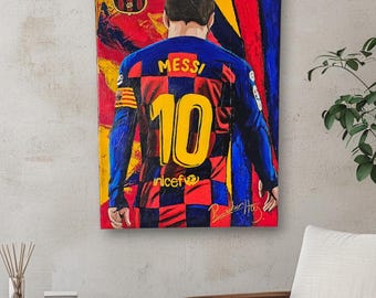 Lionel Messi Barcelona Canvas Print – 30 X 20 Cm, Ingelijst, Klaar Om Op Te Hangen