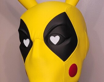 Casco indossabile PikaPool, variante Deadpool (maschera mashup Pikachu)