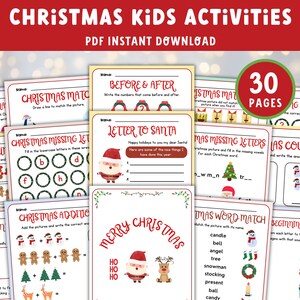 Weihnachtsaktivitäten für Kinder zum Ausdrucken, Kleinkind-Buch, Kinder-Buch, Quiet-Buch, Brief an den Weihnachtsmann, Montessori-Vorschul-Arbeitsblätter