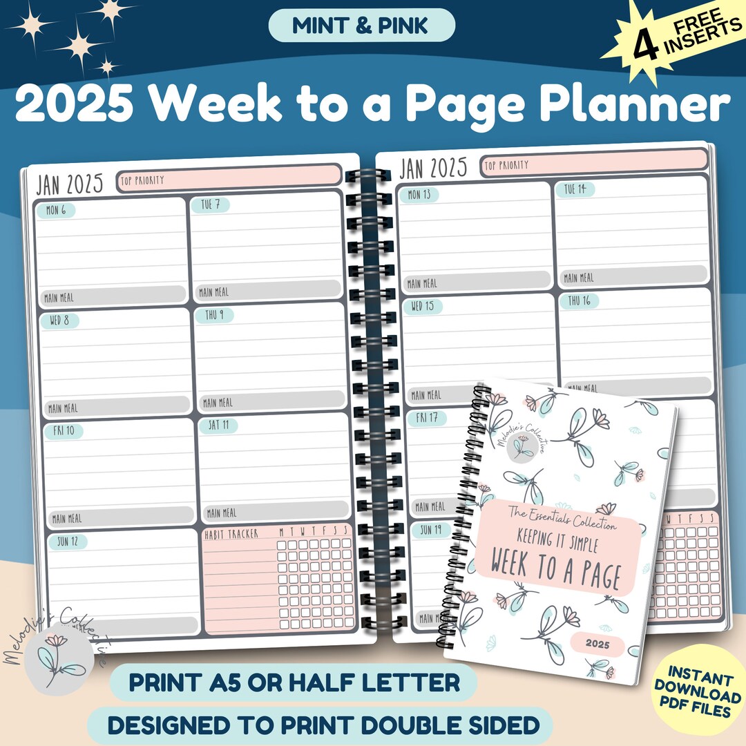 2025 Weekly Planner | ADHD Printable Planner | A5 Planner Inserts ...
