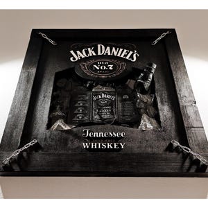 Jack Daniels broken bottle art - resin art - home bar wall decor - jack daniels glass