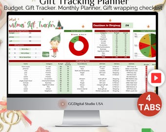 Christmas budget, gift spreadsheet, Christmas planner spreadsheet, holiday tracker, Christmas gift planner spreadsheet, holiday card tracker