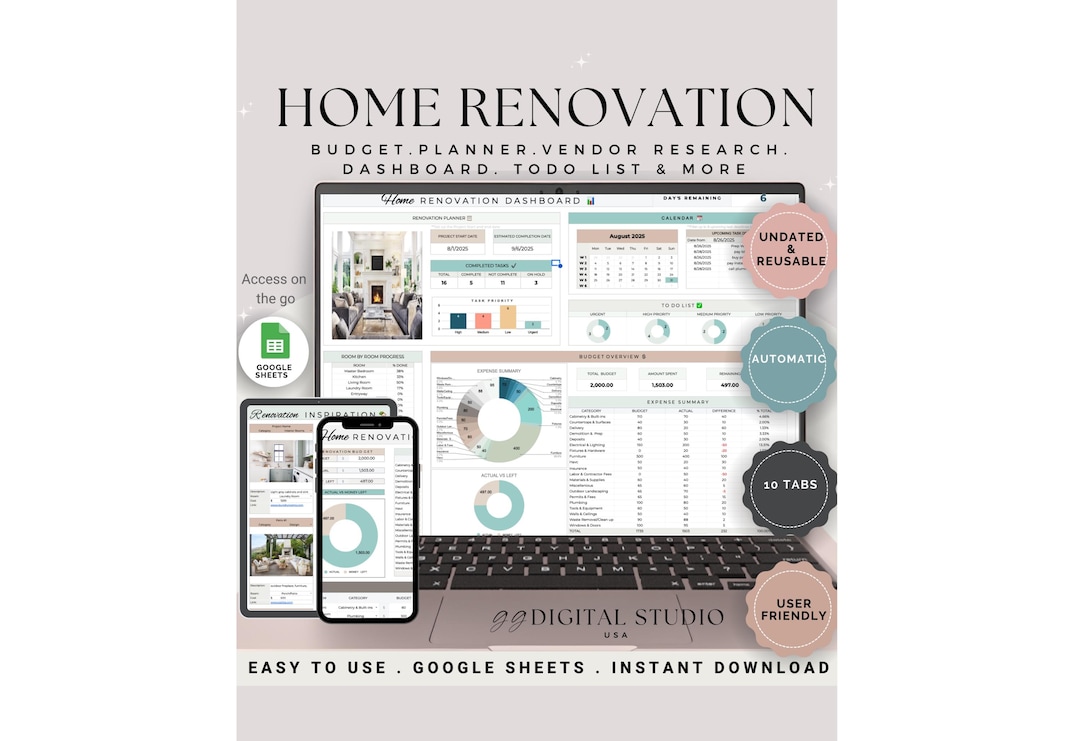 Home Renovation Planner, Home Renovation Budget Tracker, Home ...