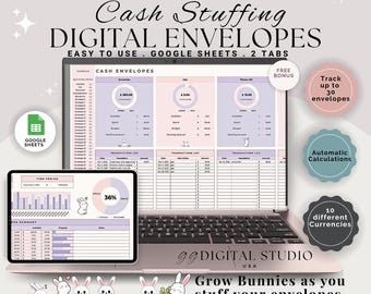 Digital Cash Tracker, Cash Envelopes, Digital Cash Envelopes, Cash Budgeting, Cash Tracker, Cash Budget planner,  Envelope tracker