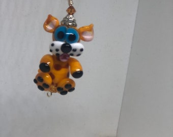 Lampwork glass kitty pendant