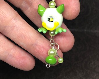 lampwork glass alien pendant