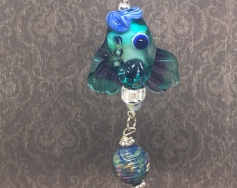Glass lampwork fish pendant