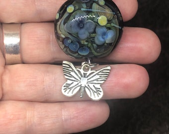 Glass lampwork floral pendant
