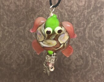 Lampwork turtle pendant