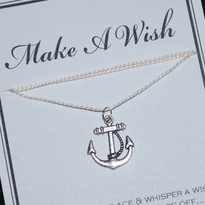 Anchor Wish Necklace Buy 3 Get 1 Free, Friendship Necklace, Best Friends, Navy, Nautical Necklace, Wish Necklace, Sailing, Wanderlust, Beach image 1