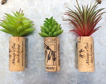 Succulents Wine Cork Magnets Faux Succulent Magnets Fridge Magnets Wedding Favors Party Favors Kitchen Decor Wine Lover Gift Plant Magnets