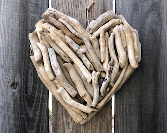 10” Driftwood Heart, Driftwood Beach Decor, Boho Decor Driftwood, Wall Hanging, Heart, Vacation Home, Coastal Decor Driftwood Art Beach Home