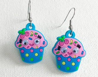 Cupcake Earrings, Kawaii Earrings, Kawaii Jewelry, Food Jewelry, Miniature Food Jewelry, CupcakeJewelry, Food Accessories, Sprinkles