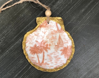 Tropical Shell Holiday Ornament, Christmas Stocking Stuffers, Beach Ornaments, Coastal Beach Decor, Coastal Decor, Beach Favors Gift Hostess