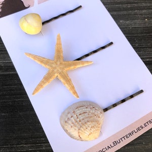 Beach Bridal Seashell Starfish Hair Pins, Mermaid Hair, Wedding Hair, Ariel, Prom, Rockabilly, Destination Wedding, Bridal Hair, Beach hair