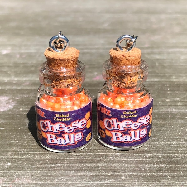 Cheese Balls Earrings, Kawaii Earrings, Kawaii Jewelry, Food Jewelry, Miniature Food Jewelry, Junk Food Jewelry, Food Accessories, Chips