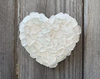 Sea Glass Heart, Beach Decor, Wall Hanging, Vacation Home, Coastal Decor, Beach House, Seashell Decor, Coastal Valentine’s Day Gift