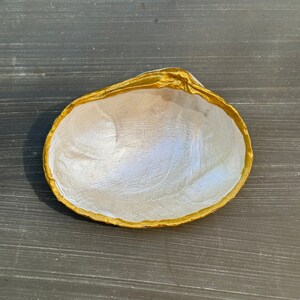 Pearl Shell Ring Dish, Jewelry Holder, Ring Holder, Trinket Dish Beach Decor Coastal Decor, Bridal Showers Beach Favors Gift Hostess Gold