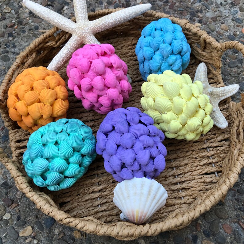 Easter Seashells 6 Seashell Easter Egg, Beach House, Beach Decor, Coastal Decor, Wall ...